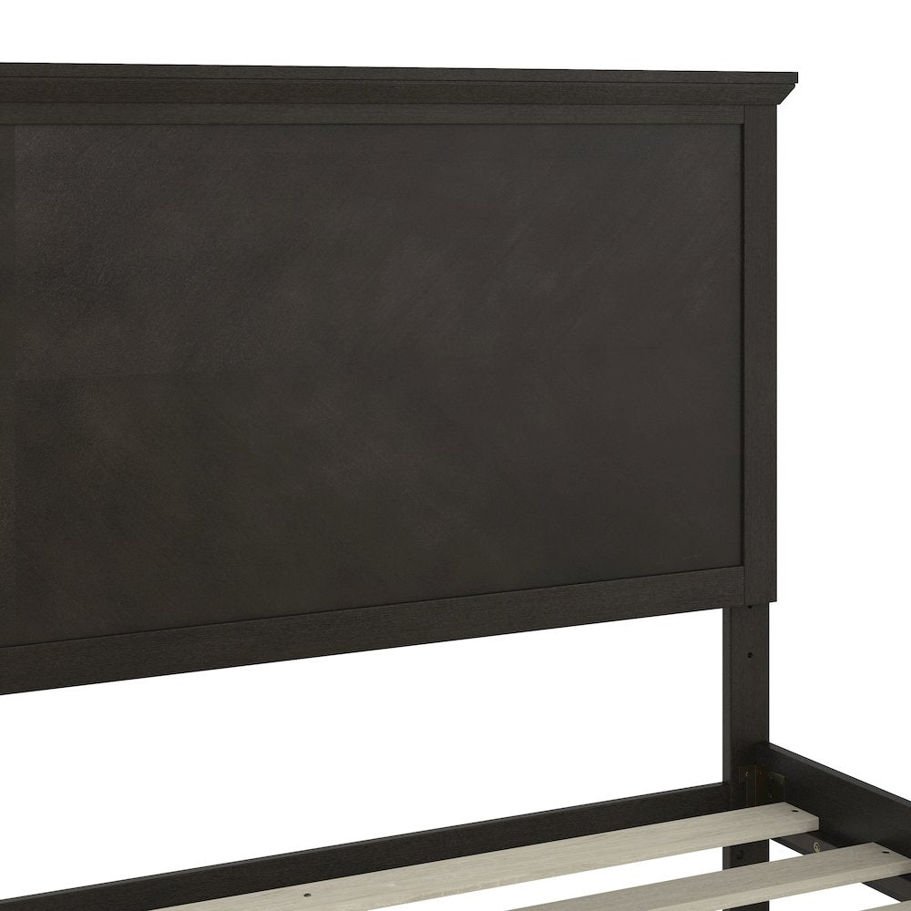 King Size Solid Wood Platform Bed Frame, Dark Gray