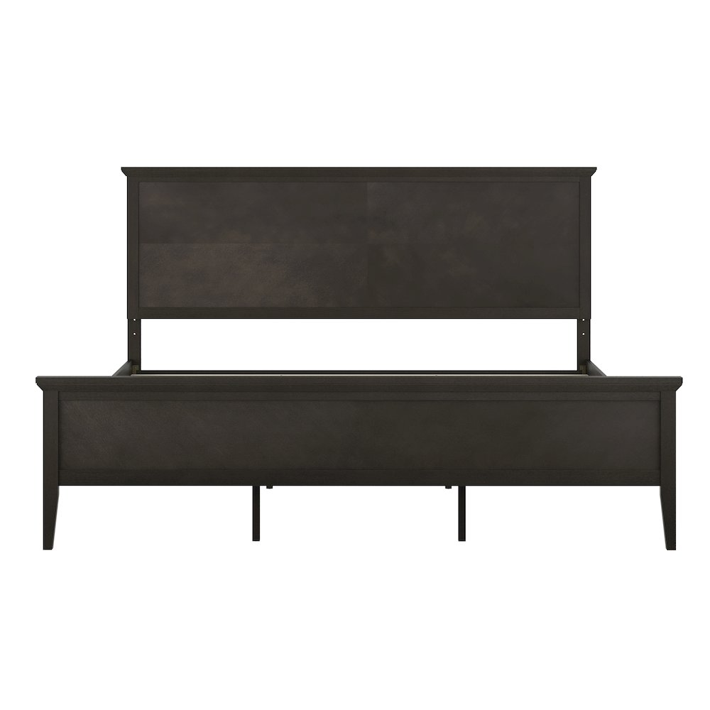 King Size Solid Wood Platform Bed Frame, Dark Gray