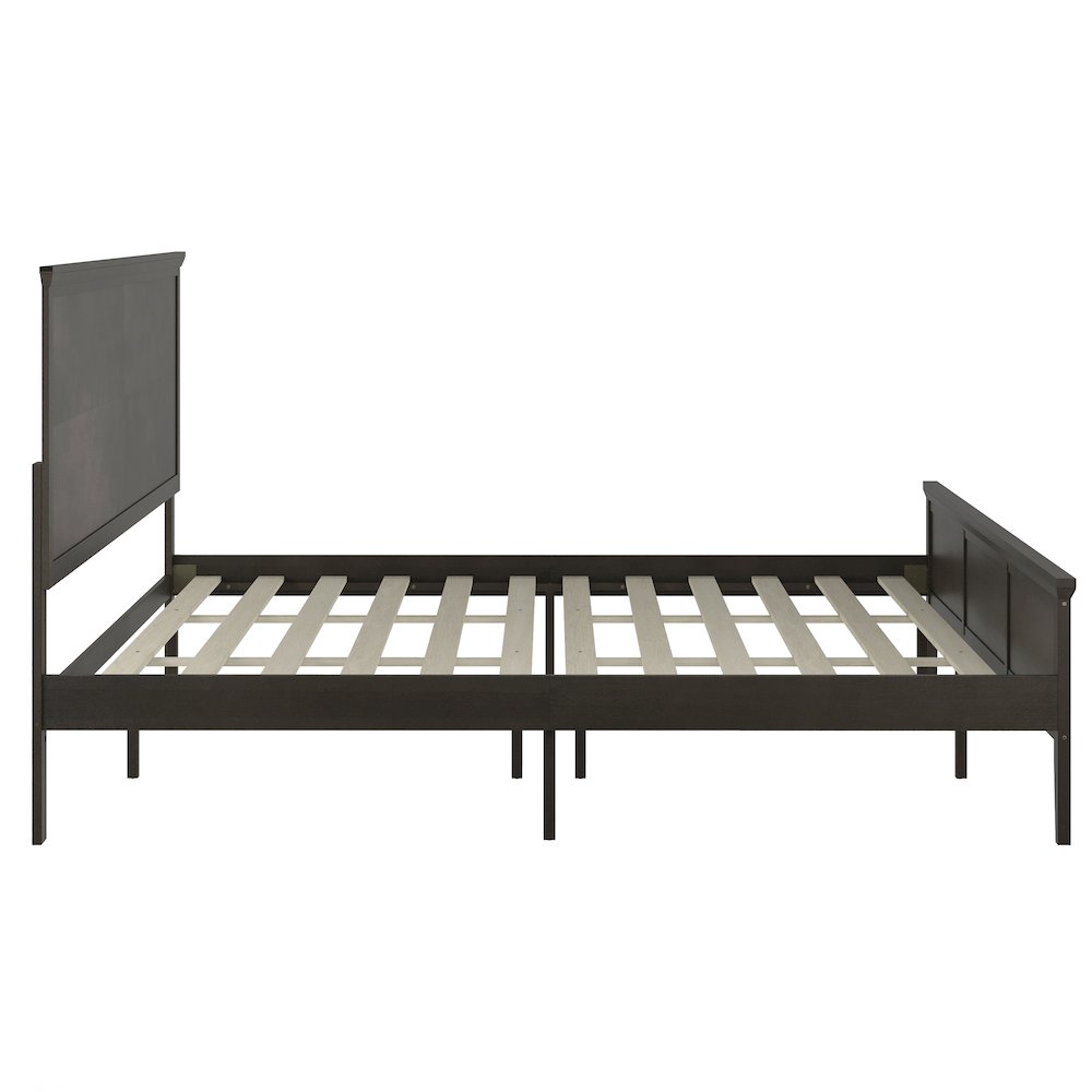 King Size Solid Wood Platform Bed Frame, Dark Gray