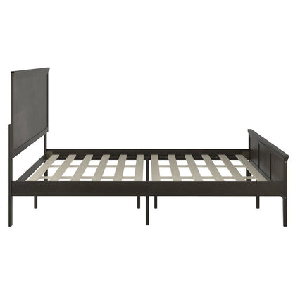 King Size Solid Wood Platform Bed Frame, Dark Gray