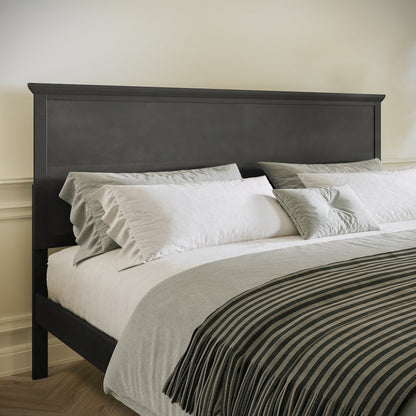 King Size Solid Wood Platform Bed Frame, Dark Gray