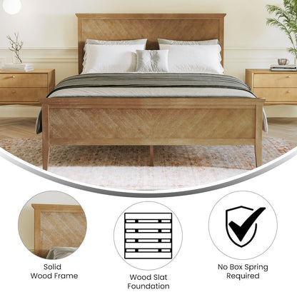 Queen Size Solid Wood Platform Bed Frame, Light Brown