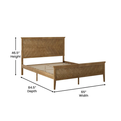 Queen Size Solid Wood Platform Bed Frame, Light Brown