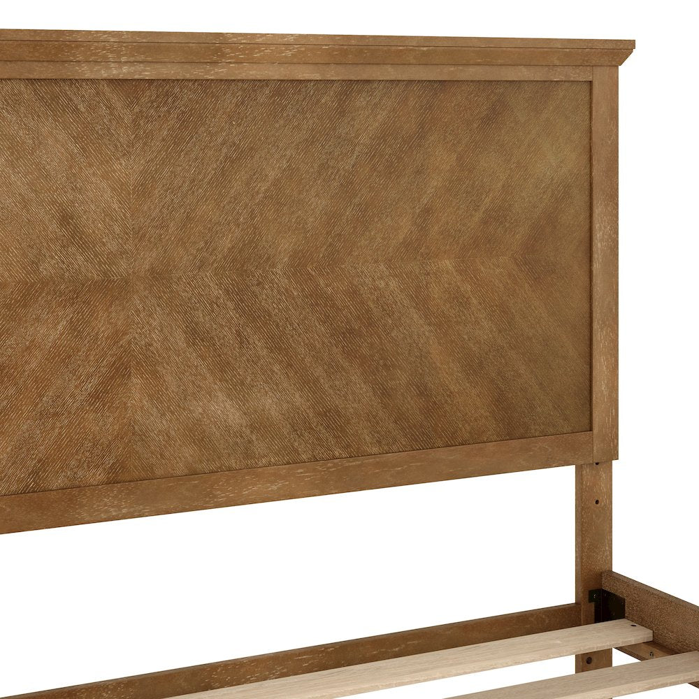 Queen Size Solid Wood Platform Bed Frame, Light Brown