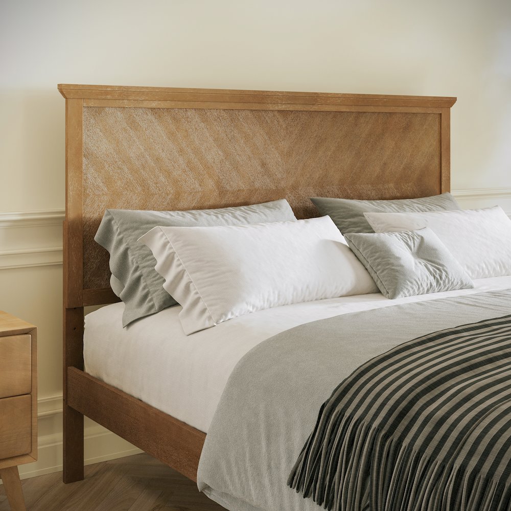 Queen Size Solid Wood Platform Bed Frame, Light Brown