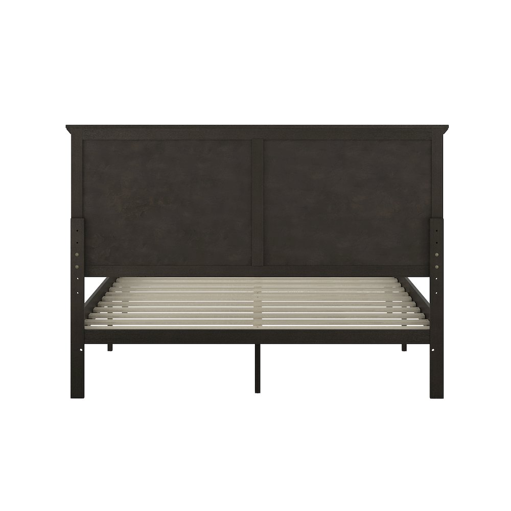 Queen Size Solid Wood Platform Bed Frame, Dark Gray