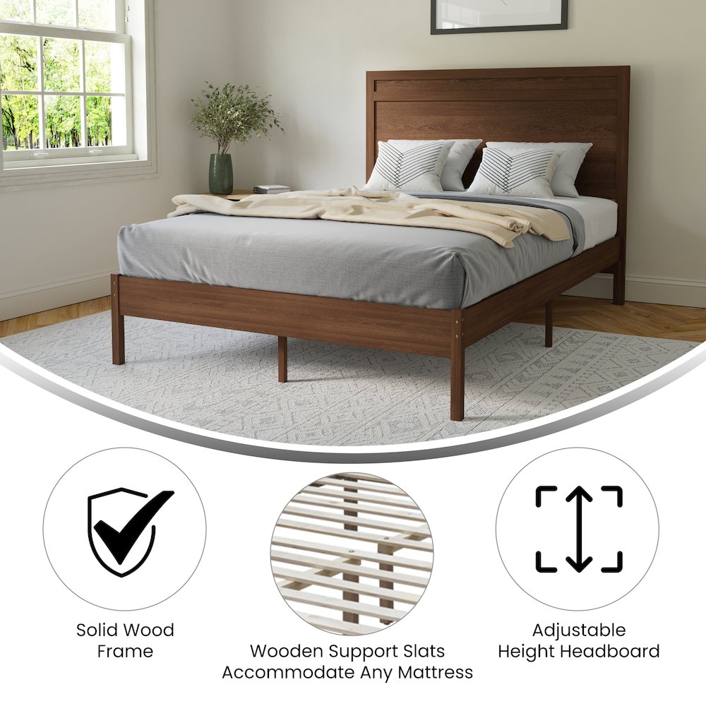 Modern Full Size Wooden Platform Bed with Headboard
