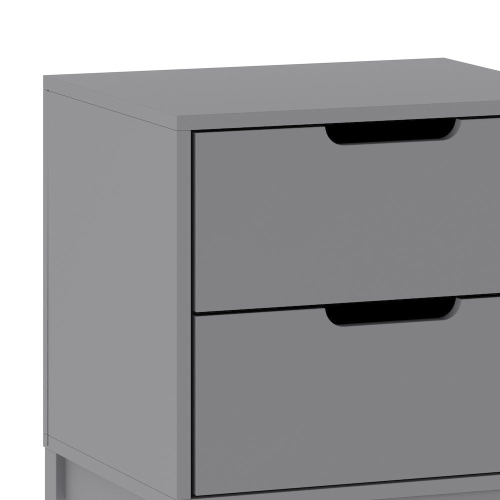 Dallas Wooden Night Stand, Bedroom Side Table with 2 Storage Drawers in Gray