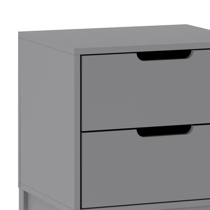Dallas Wooden Night Stand, Bedroom Side Table with 2 Storage Drawers in Gray