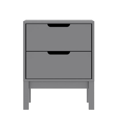 Dallas Wooden Night Stand, Bedroom Side Table with 2 Storage Drawers in Gray