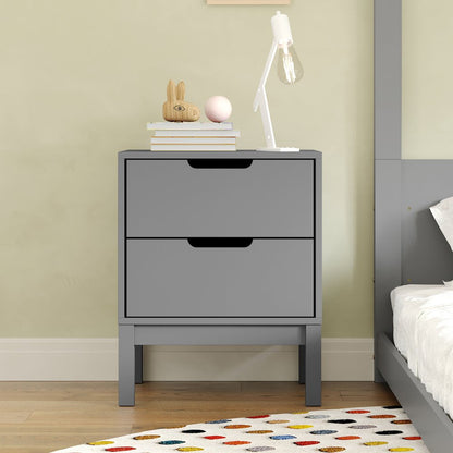 Dallas Wooden Night Stand, Bedroom Side Table with 2 Storage Drawers in Gray