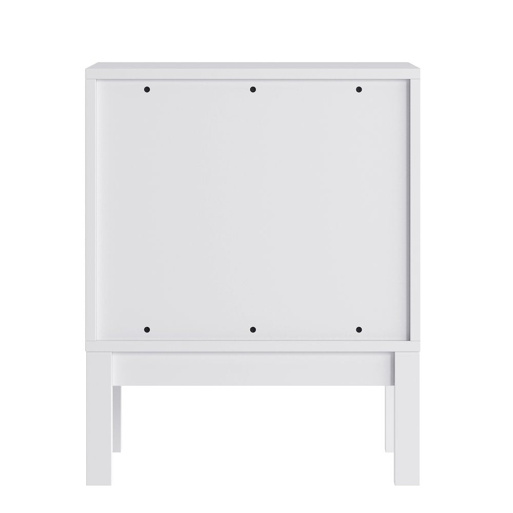 Dallas Wooden Night Stand, Bedroom Side Table with 2 Storage Drawers in White
