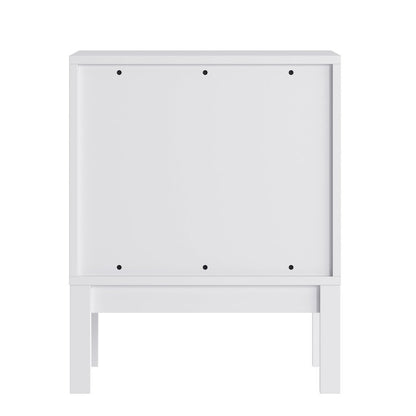 Dallas Wooden Night Stand, Bedroom Side Table with 2 Storage Drawers in White