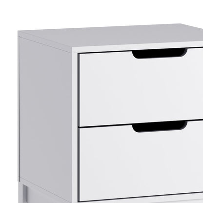 Dallas Wooden Night Stand, Bedroom Side Table with 2 Storage Drawers in White