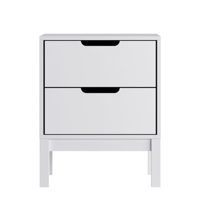 Dallas Wooden Night Stand, Bedroom Side Table with 2 Storage Drawers in White