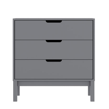 Dallas Wooden 3-Drawer Dresser for Bedroom, Chest of Drawers for Kids in Gray