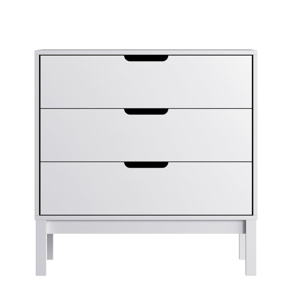 Dallas Wooden 3-Drawer Dresser for Bedroom, Chest of Drawers for Kids in White
