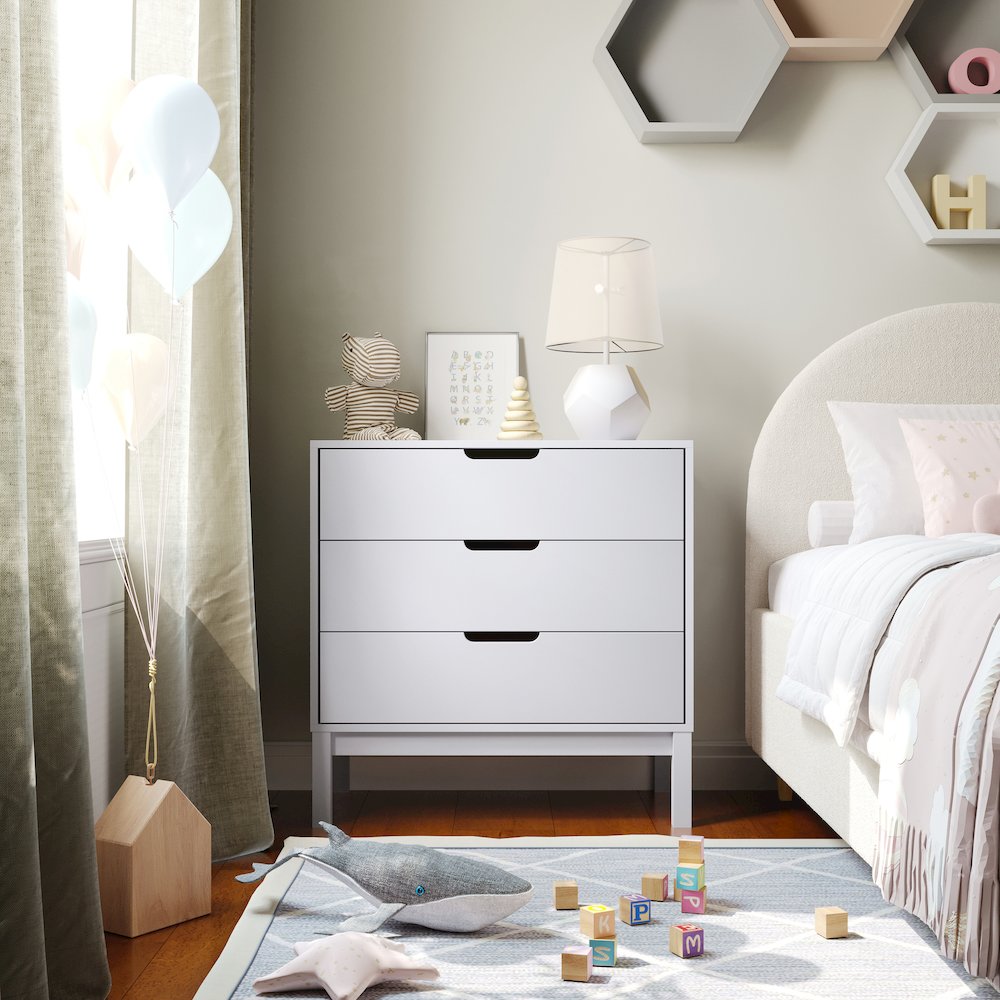 Dallas Wooden 3-Drawer Dresser for Bedroom, Chest of Drawers for Kids in White