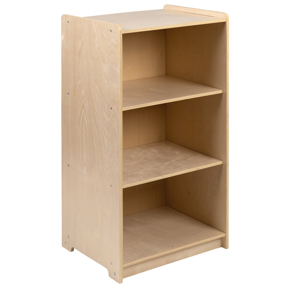 Wooden 3 Section School Classroom Storage Cabinet - 36"H (Natural)