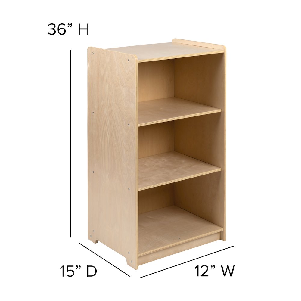 Wooden 3 Section School Classroom Storage Cabinet - 36"H (Natural)