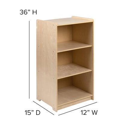 Wooden 3 Section School Classroom Storage Cabinet - 36"H (Natural)