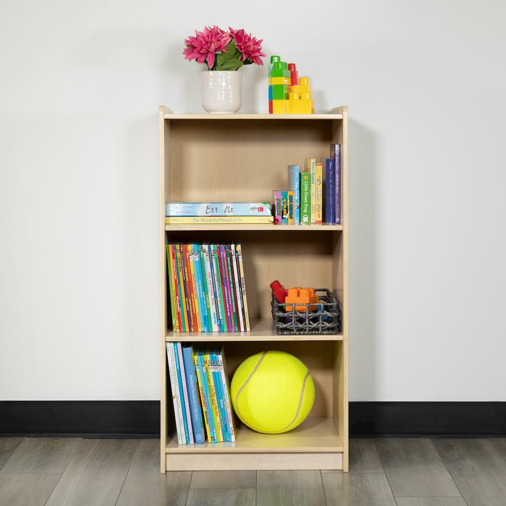 Wooden 3 Section School Classroom Storage Cabinet - 36"H (Natural)