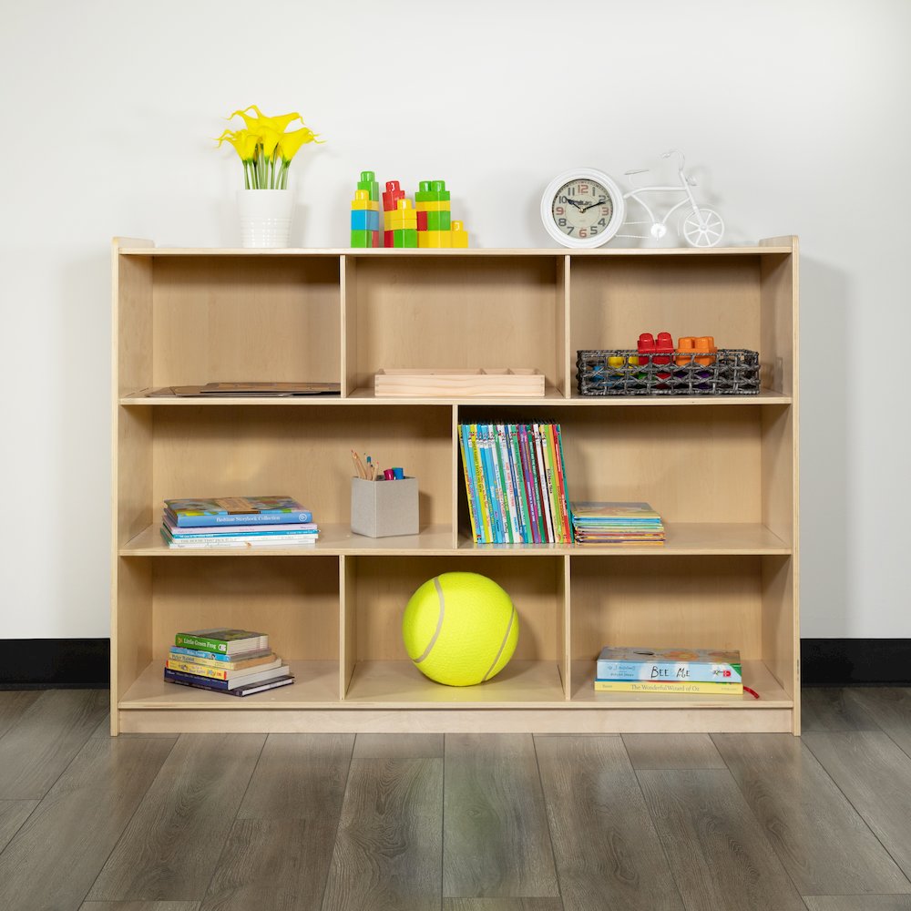 Wooden 8 Section School Classroom Storage Cabinet - 36"H (Natural)