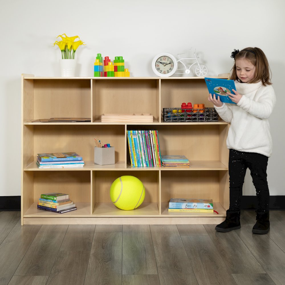 Wooden 8 Section School Classroom Storage Cabinet - 36"H (Natural)