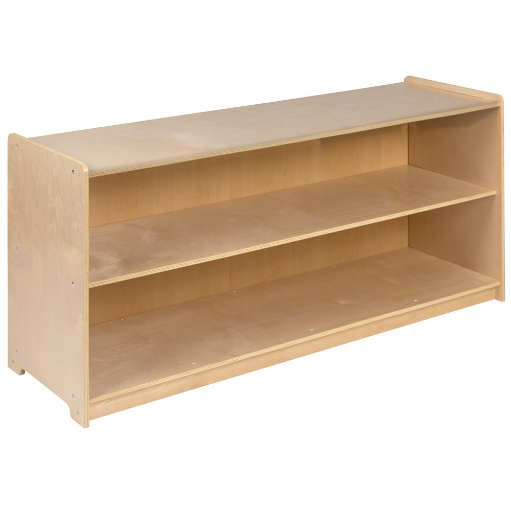 Wooden 2 Section School Classroom Storage Cabinet - 24"H x 48"L (Natural)