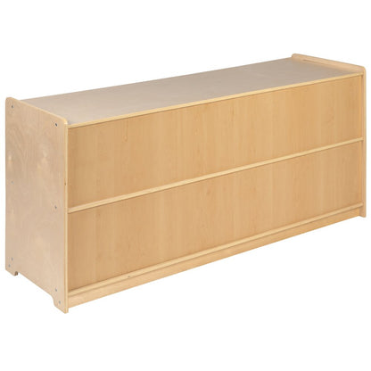 Wooden 2 Section School Classroom Storage Cabinet - 24"H x 48"L (Natural)