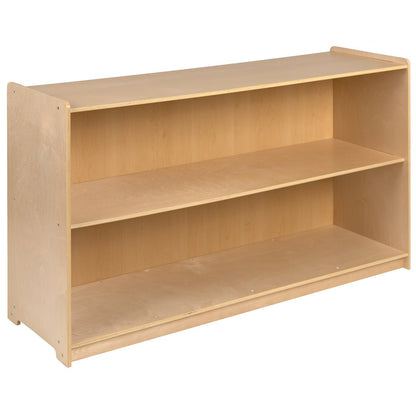 Wooden 2 Section School Classroom Storage Cabinet - 30"H x 48"L (Natural)