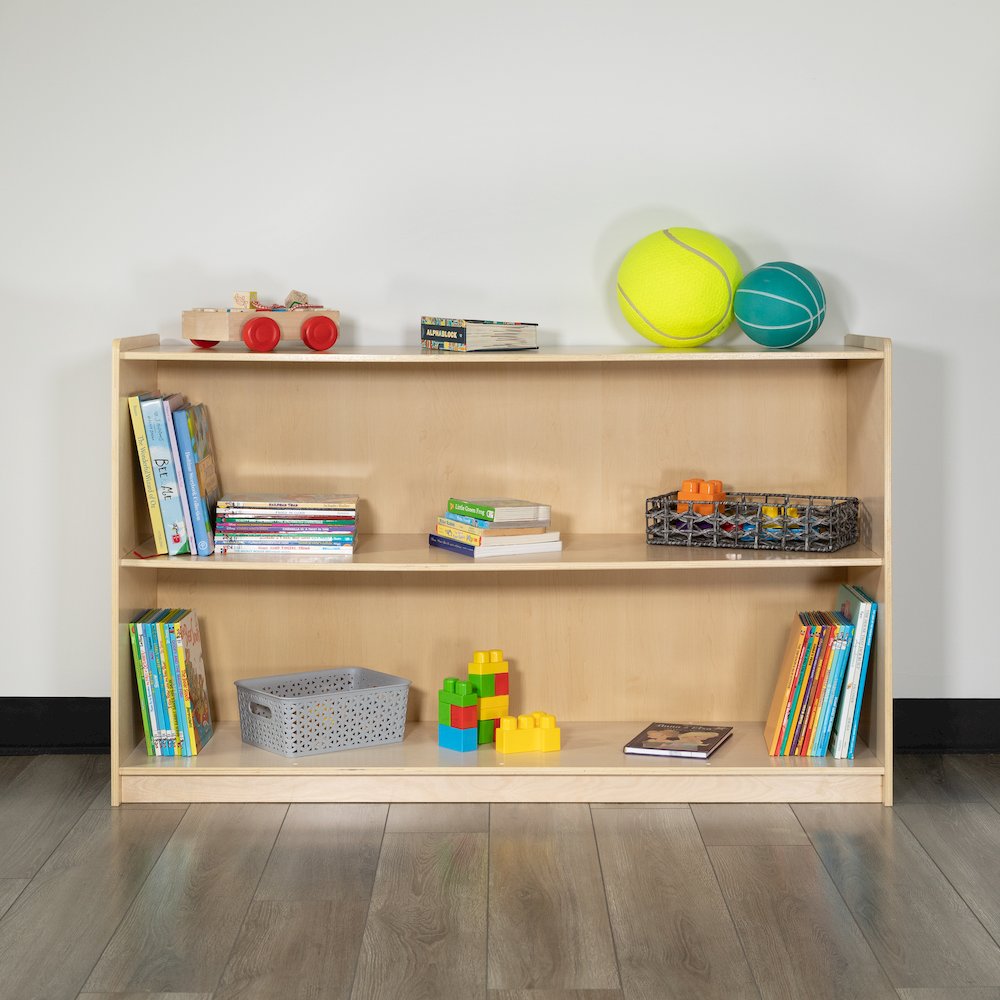 Wooden 2 Section School Classroom Storage Cabinet - 30"H x 48"L (Natural)
