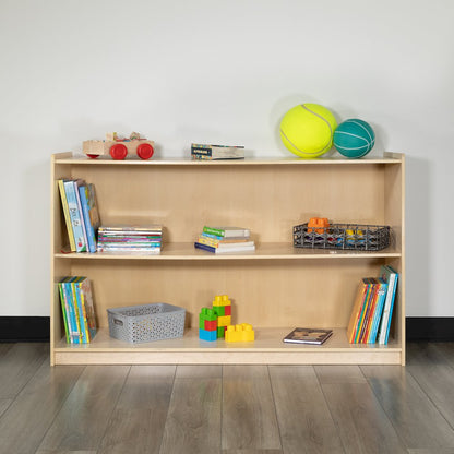 Wooden 2 Section School Classroom Storage Cabinet - 30"H x 48"L (Natural)
