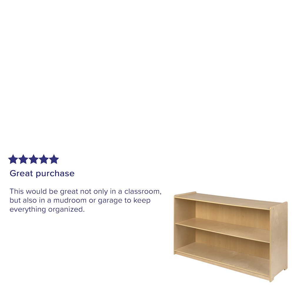 Wooden 2 Section School Classroom Storage Cabinet - 30"H x 48"L (Natural)