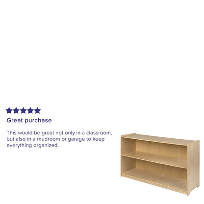 Wooden 2 Section School Classroom Storage Cabinet - 30"H x 48"L (Natural)