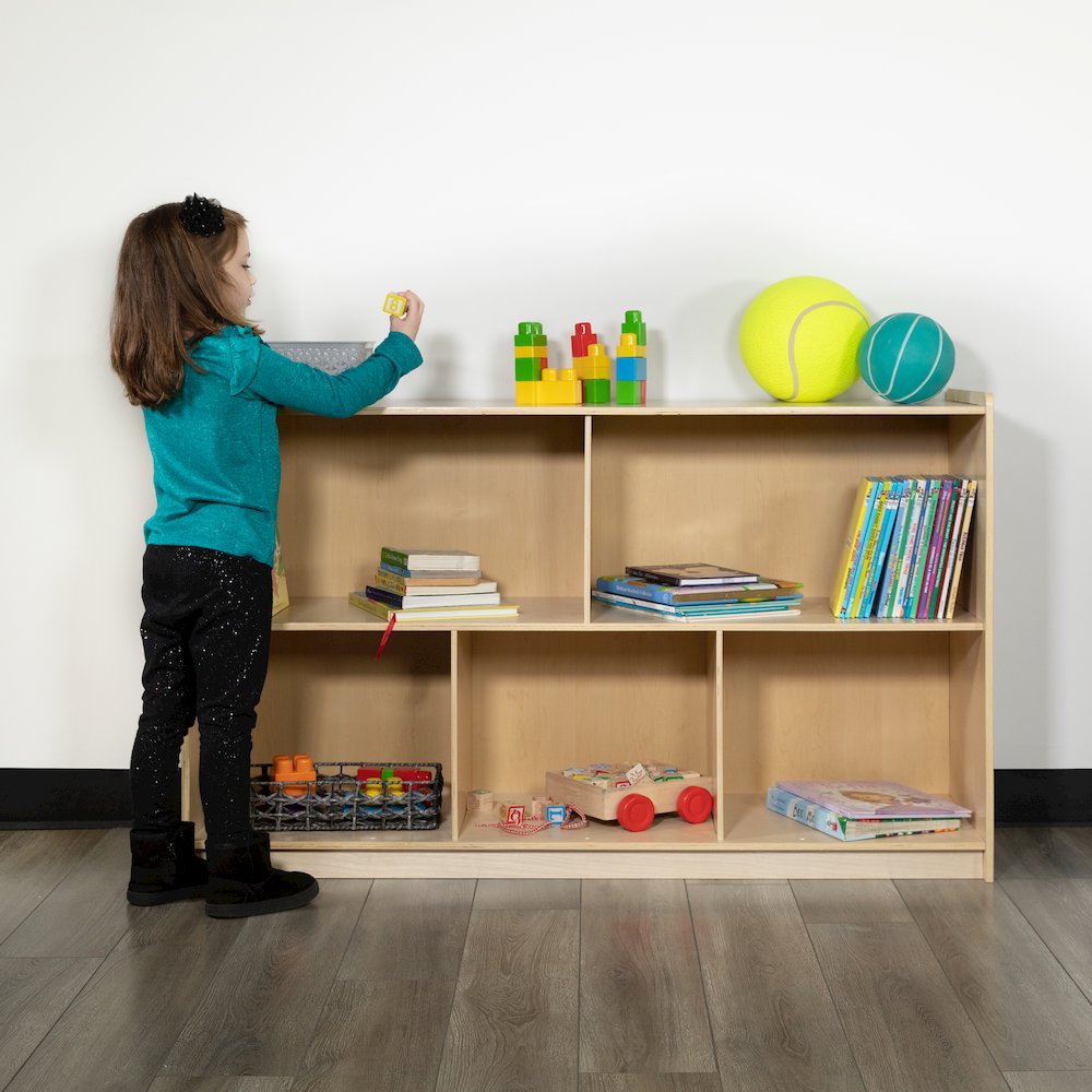 Wooden 5 Section School Classroom Storage Cabinet - 30"H x 48"L (Natural)