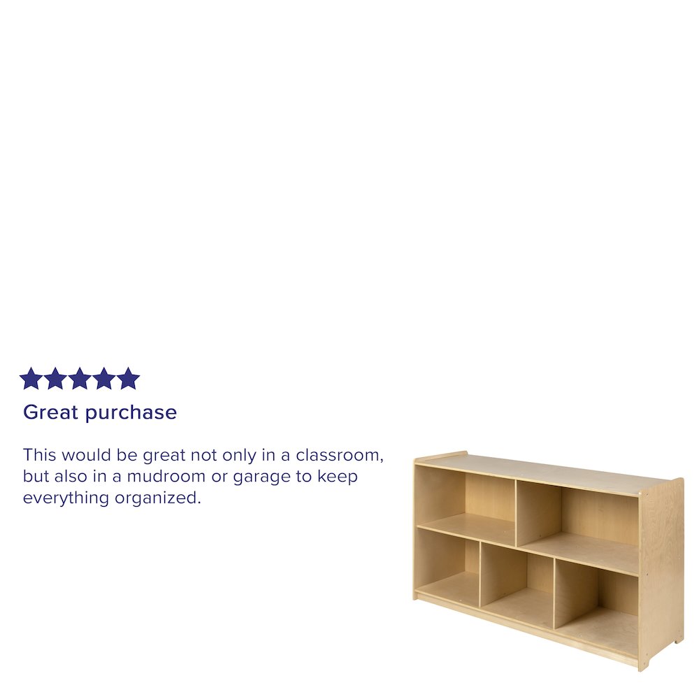 Wooden 5 Section School Classroom Storage Cabinet - 30"H x 48"L (Natural)