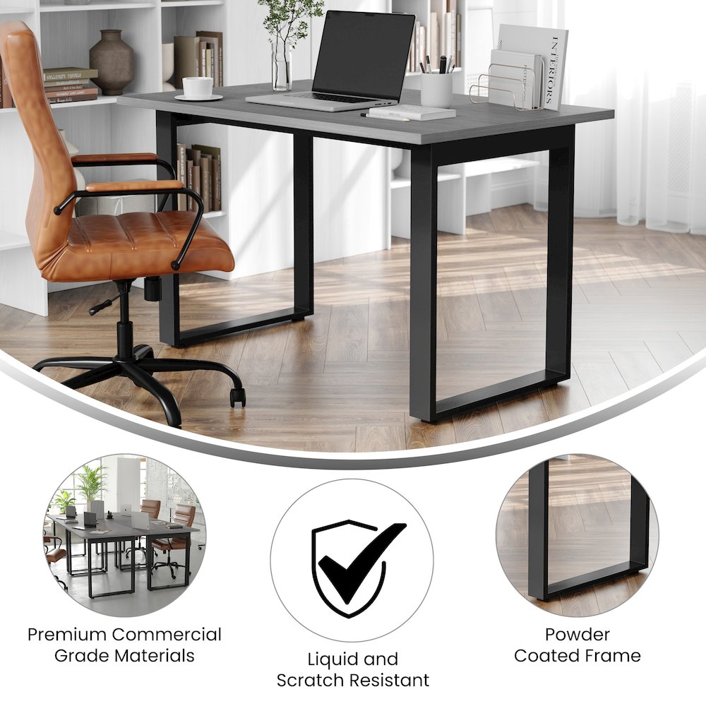 Contemporary 48x30 Commercial Grade Conference Table, Gray Oak