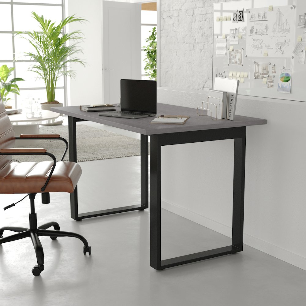 Contemporary 48x30 Commercial Grade Conference Table, Gray Oak