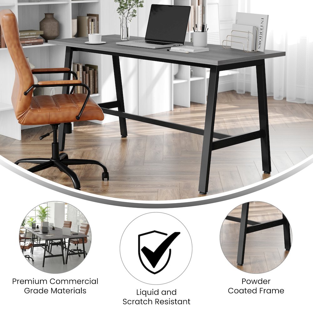 Contemporary 60x24 Commercial Grade Conference Table, Gray Oak