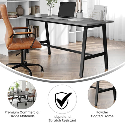 Contemporary 60x24 Commercial Grade Conference Table, Gray Oak