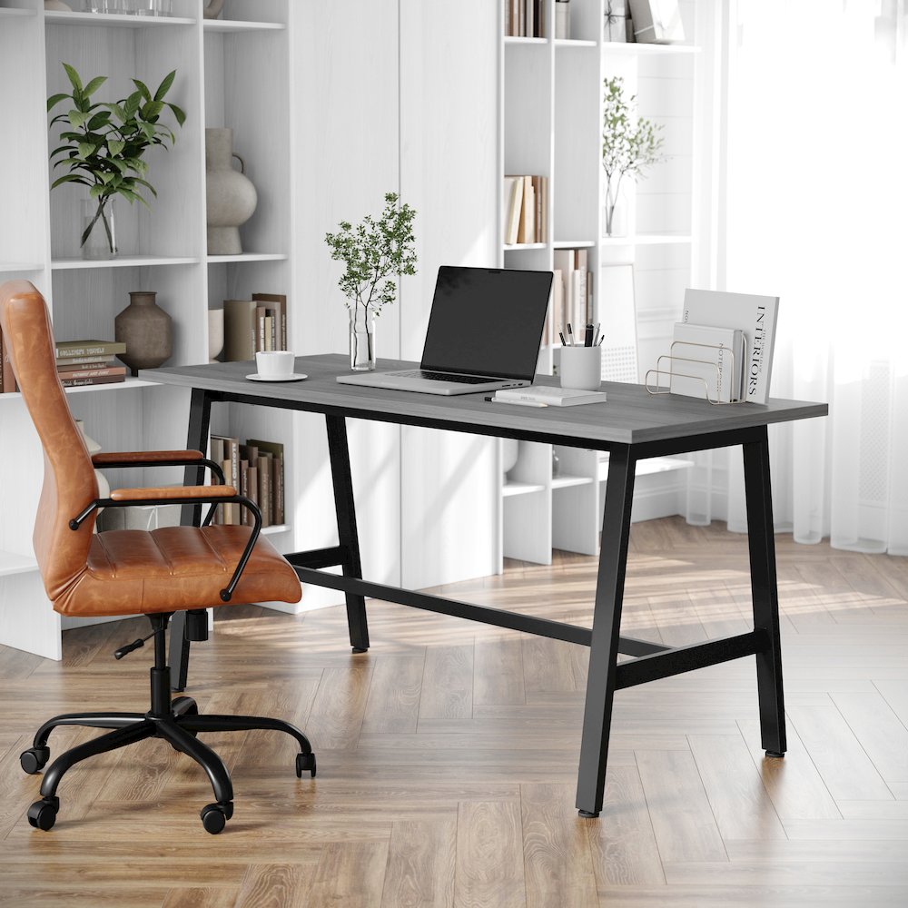 Contemporary 60x24 Commercial Grade Conference Table, Gray Oak