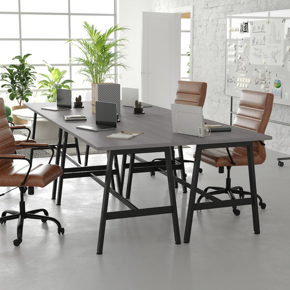 Contemporary 60x24 Commercial Grade Conference Table, Gray Oak