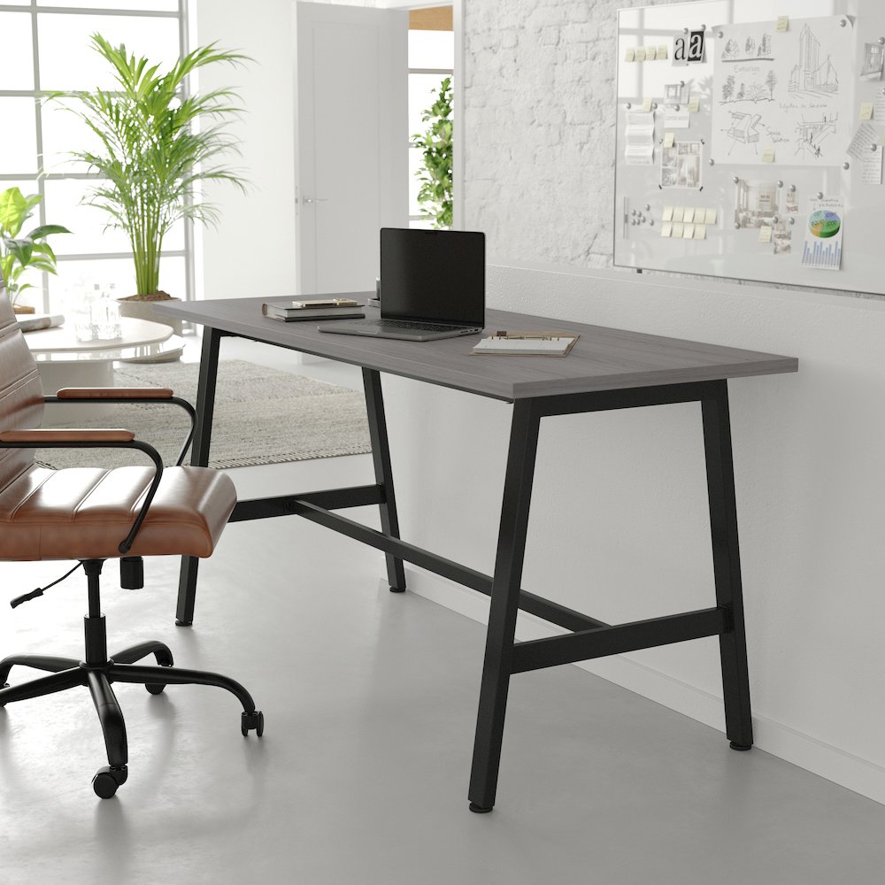 Contemporary 60x24 Commercial Grade Conference Table, Gray Oak