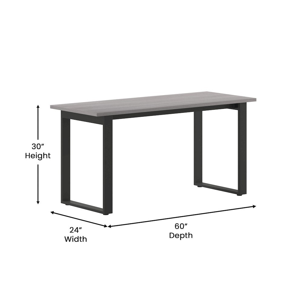 Contemporary 60x24 Commercial Grade Conference Table, Gray Oak