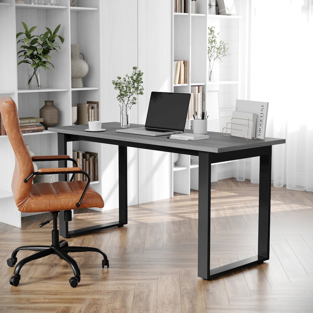 Contemporary 60x24 Commercial Grade Conference Table, Gray Oak