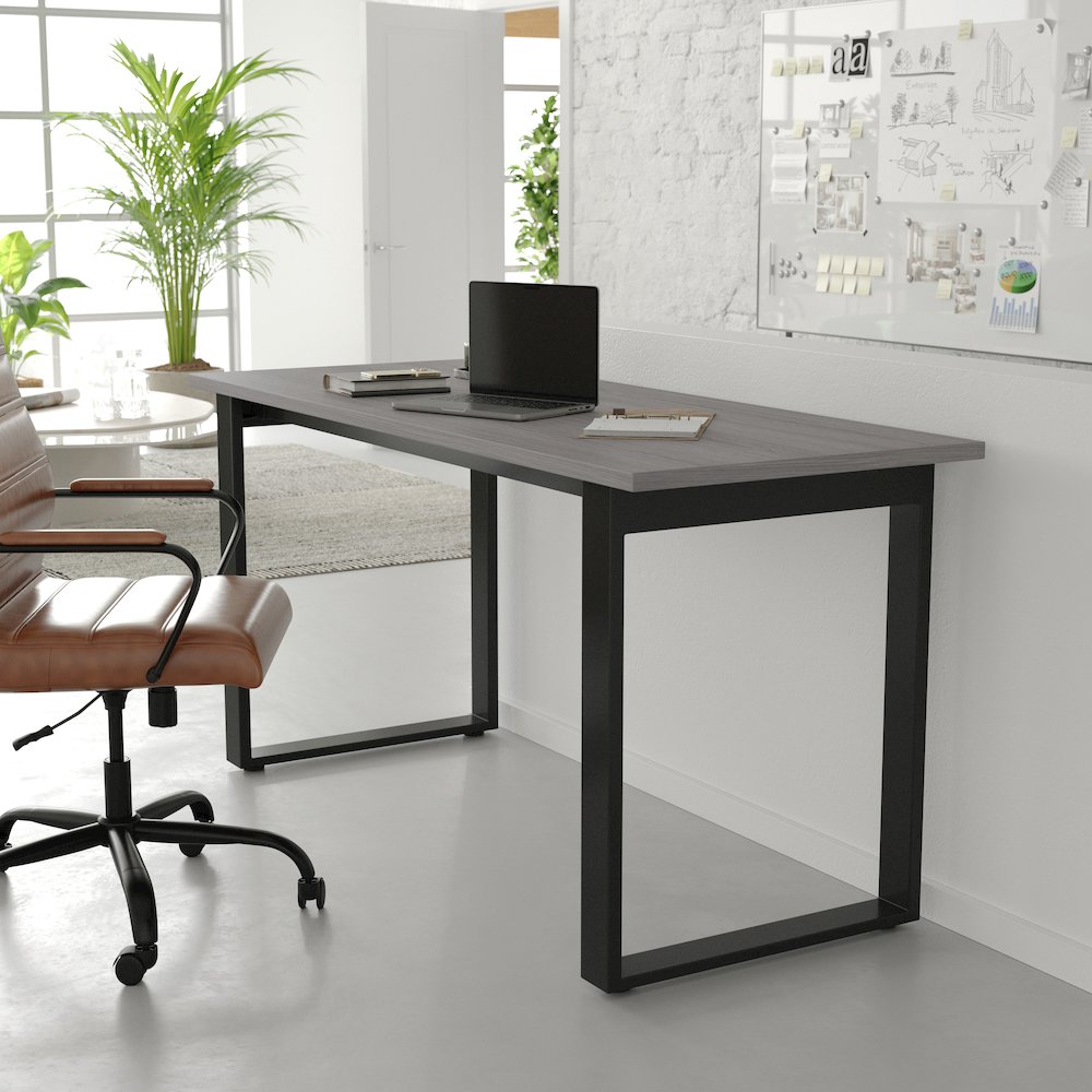 Contemporary 60x24 Commercial Grade Conference Table, Gray Oak
