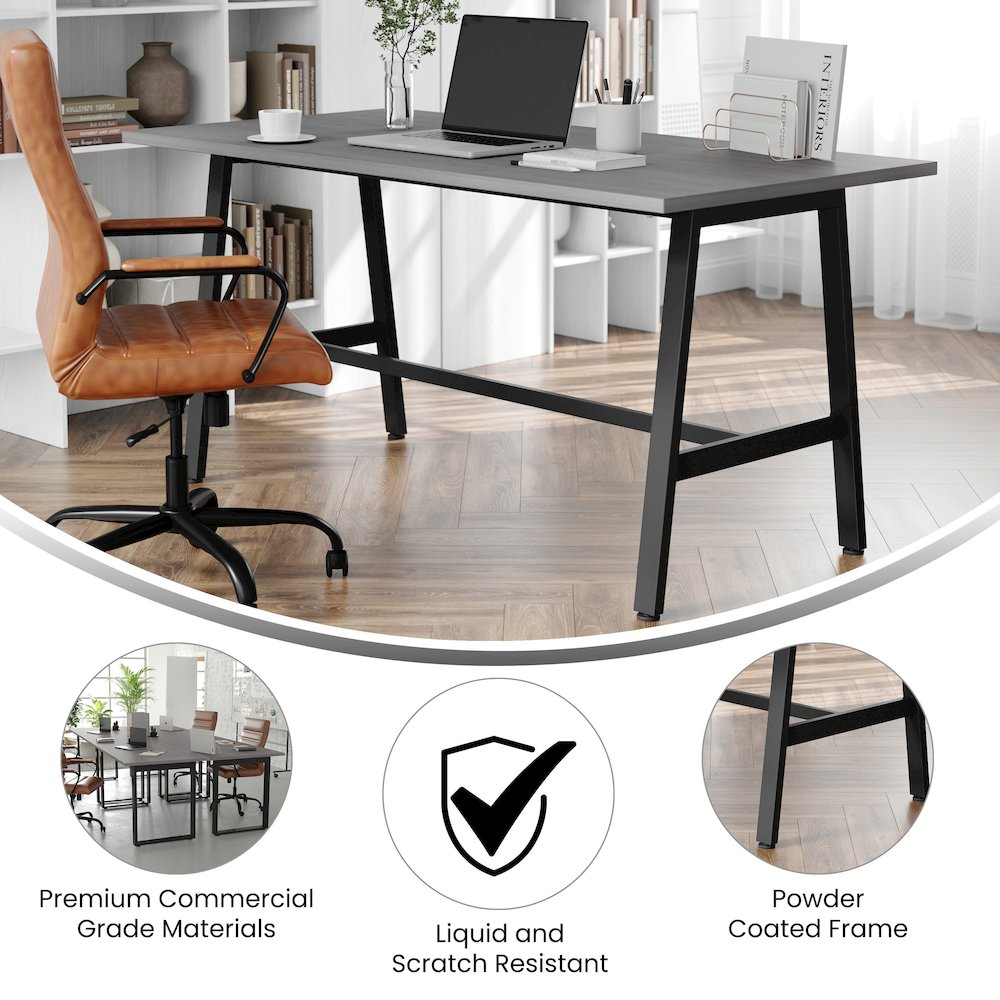 Contemporary 60x30 Commercial Grade Conference Table, Gray Oak