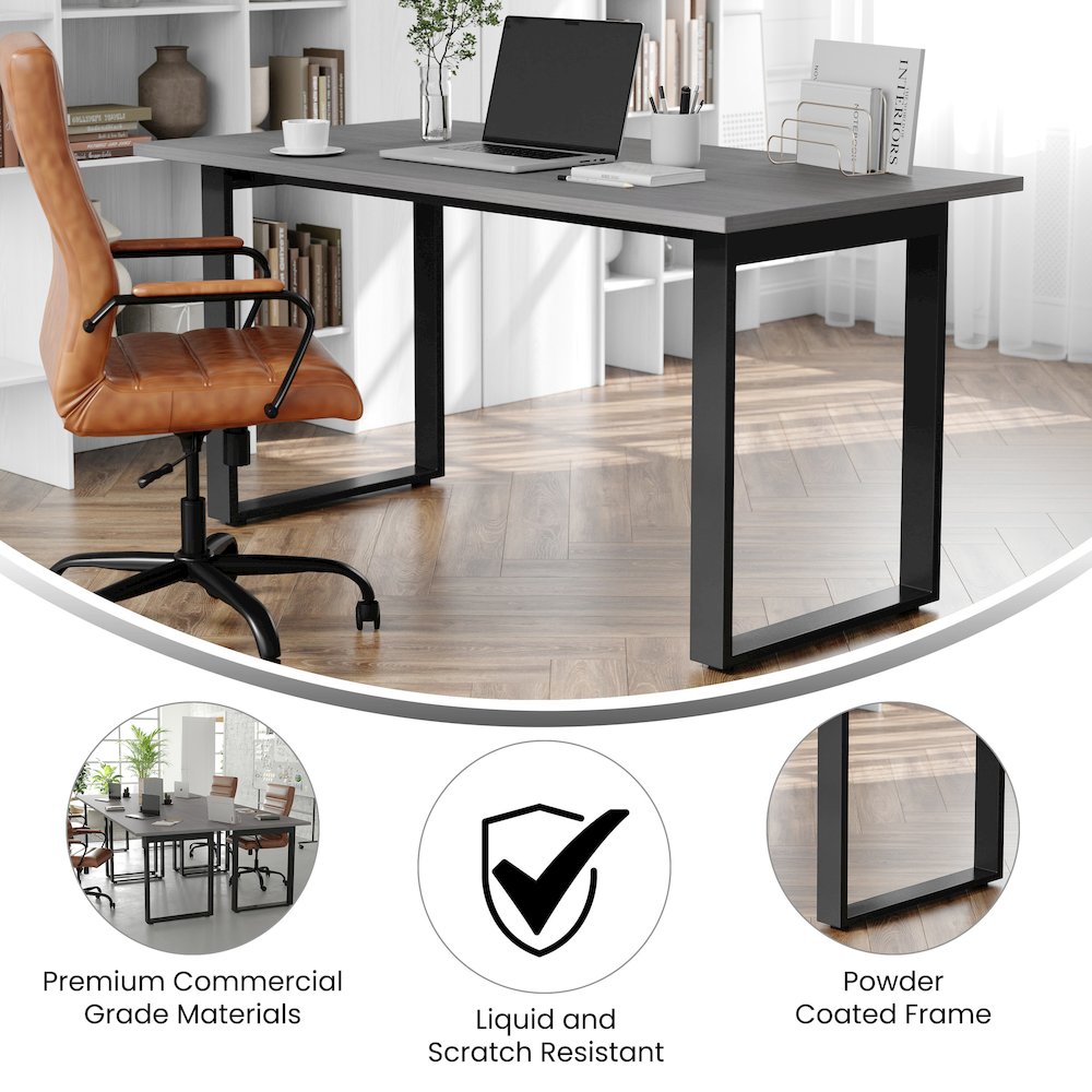 Contemporary 60x30 Commercial Grade Conference Table, Gray Oak