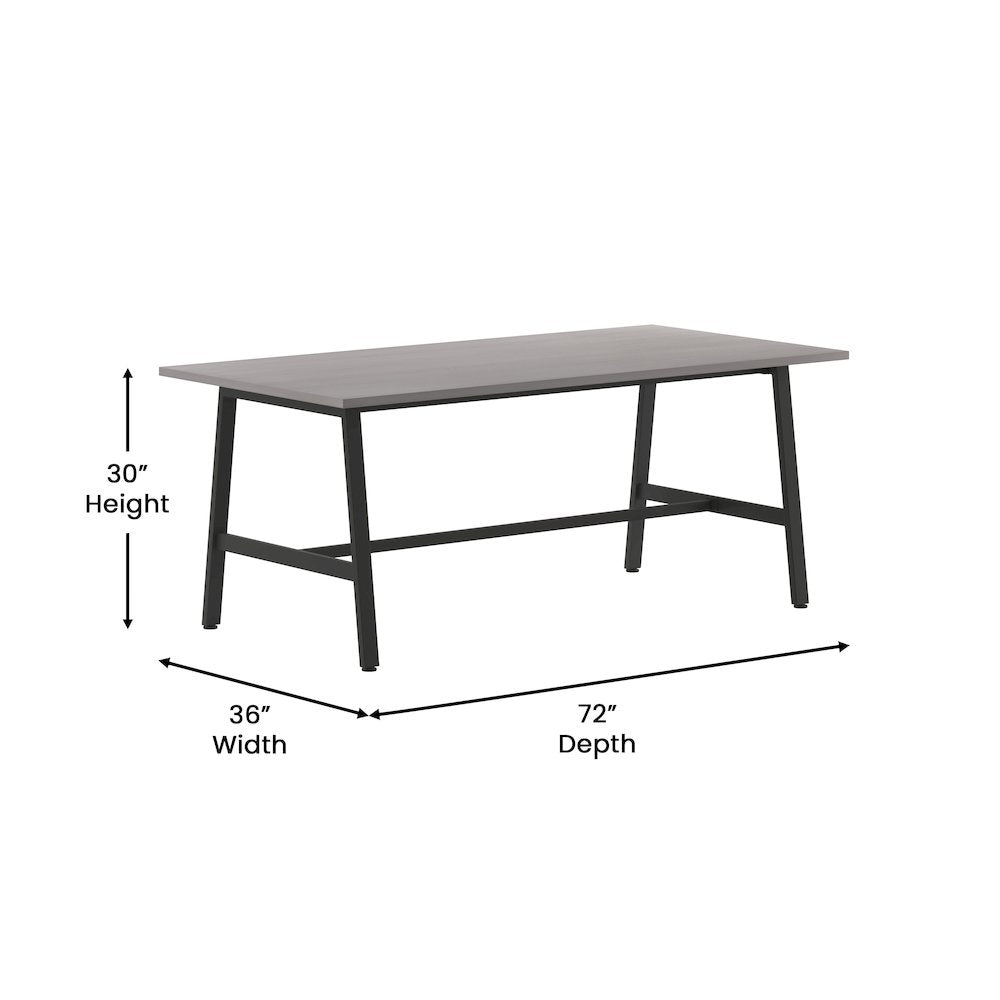 Contemporary 72x36 Commercial Grade Conference Table, Gray Oak